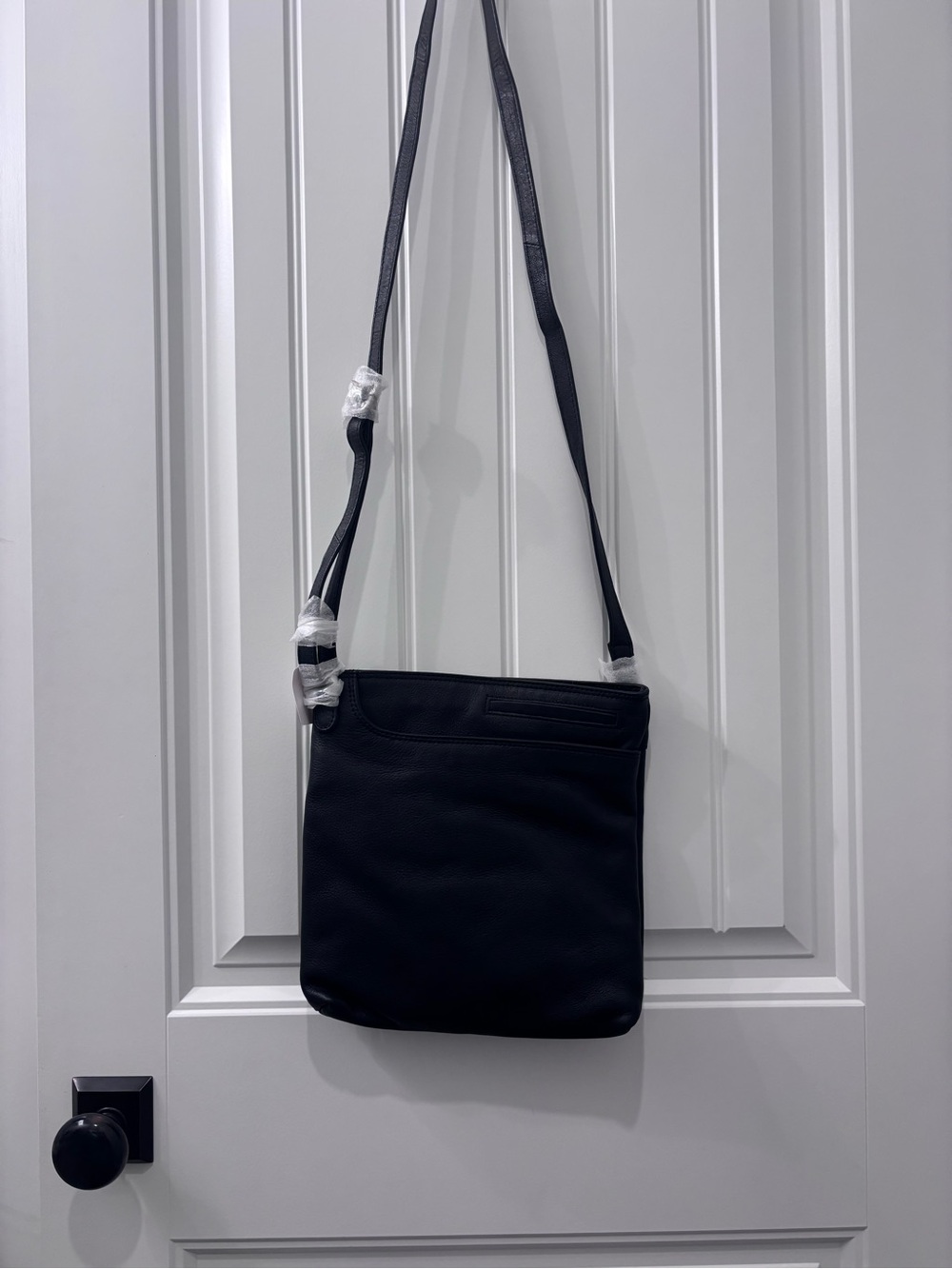 Classic Black Leather Crossbody Bag with concealed carry